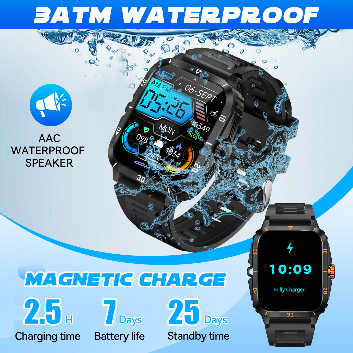 V71 Waterproof 3ATM Smartwatch